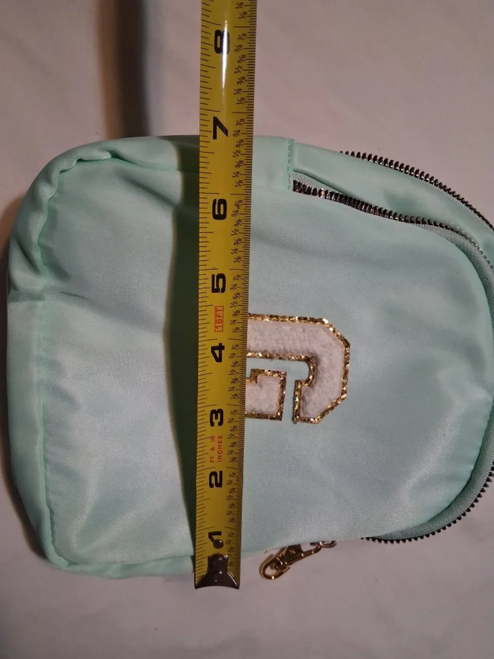 Mint Green Crossbody Mini Sling Bag Backpack Varsity Letter G Chenille Patch